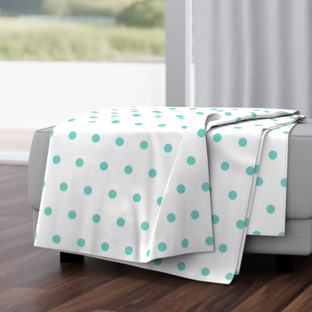 Polka Dot - Aqua on White