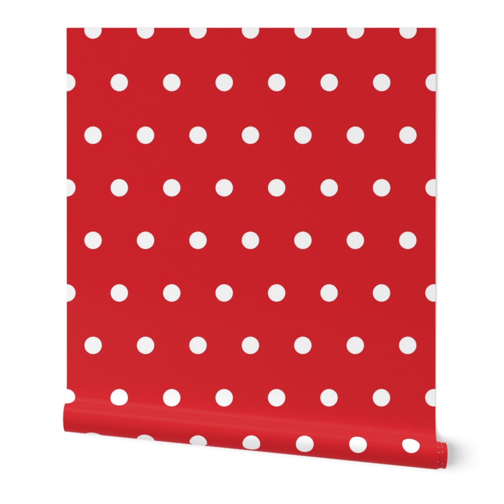 Polka Dot - White on Red