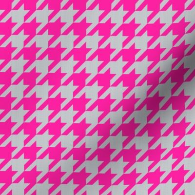 Houndstooth in Grey Linen + Neon Pink