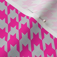 Houndstooth in Grey Linen + Neon Pink