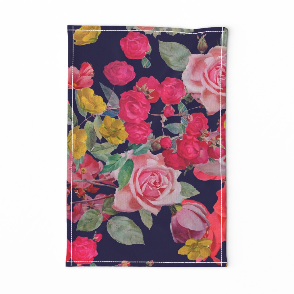 Antique Floral  EXTRA LARGE print //NAVY