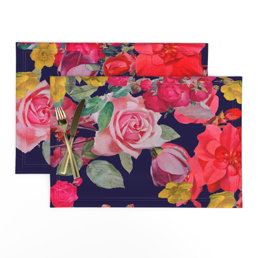Antique Floral  EXTRA LARGE print //NAVY