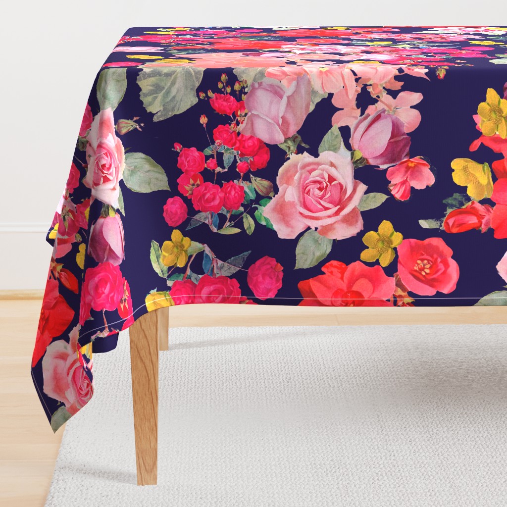 Antique Floral  EXTRA LARGE print //NAVY