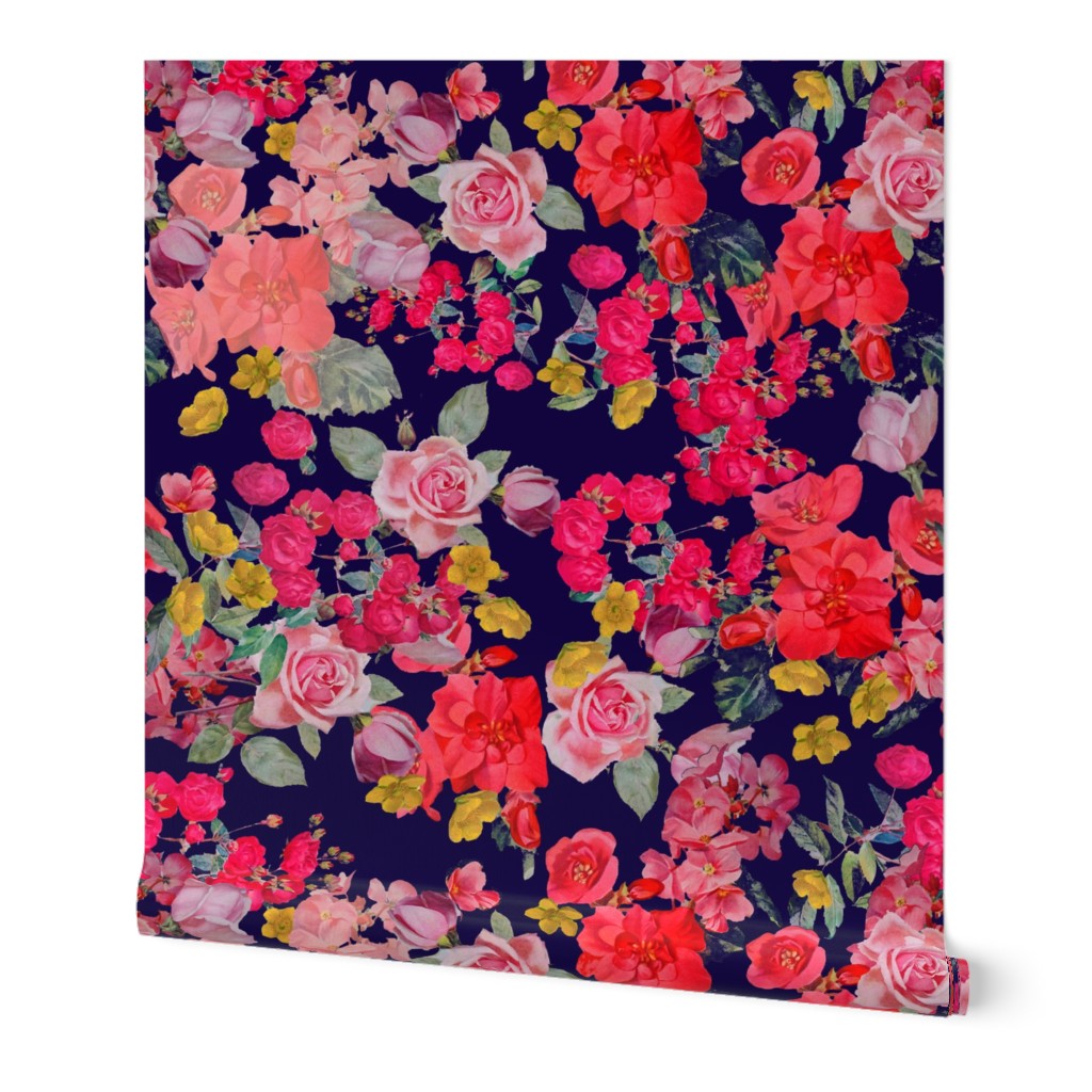 Antique Floral  EXTRA LARGE print //NAVY