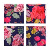 Antique Floral  EXTRA LARGE print //NAVY