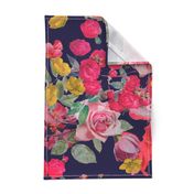 Antique Floral  EXTRA LARGE print //NAVY