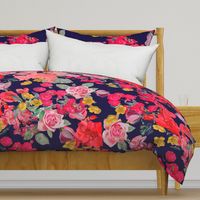 Antique Floral  EXTRA LARGE print //NAVY