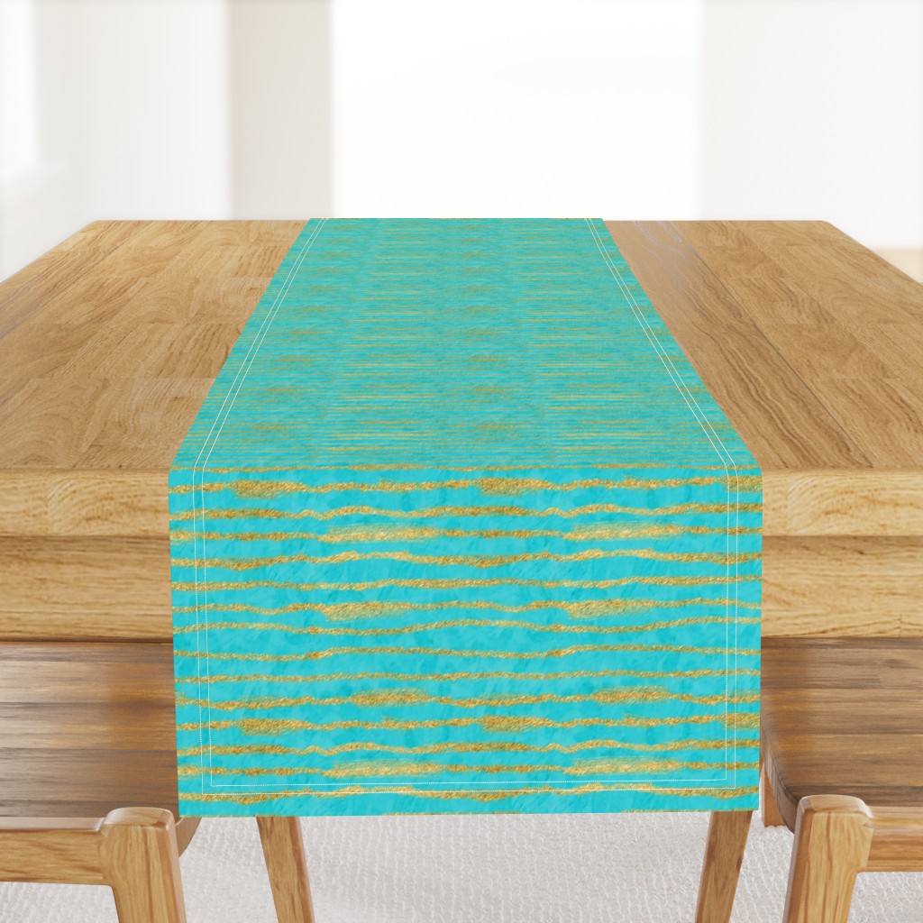 Thin Gold Glitter Stripes + Turquoise 