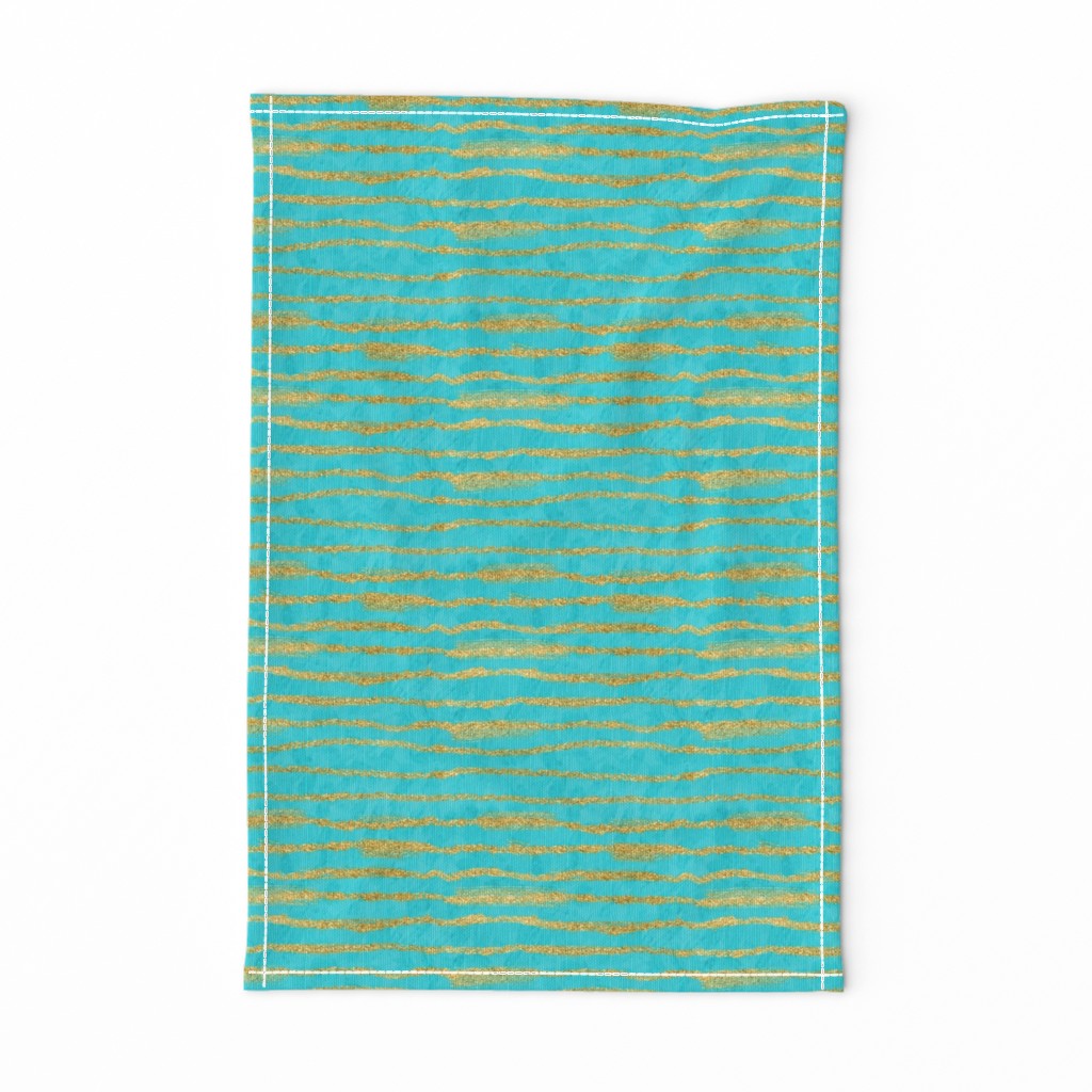 Thin Gold Glitter Stripes + Turquoise 