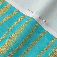 Thin Gold Glitter Stripes + Turquoise 