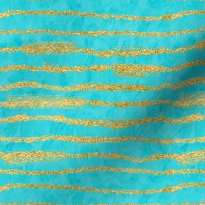 Thin Gold Glitter Stripes + Turquoise 