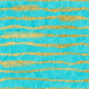 Thin Gold Glitter Stripes + Turquoise 