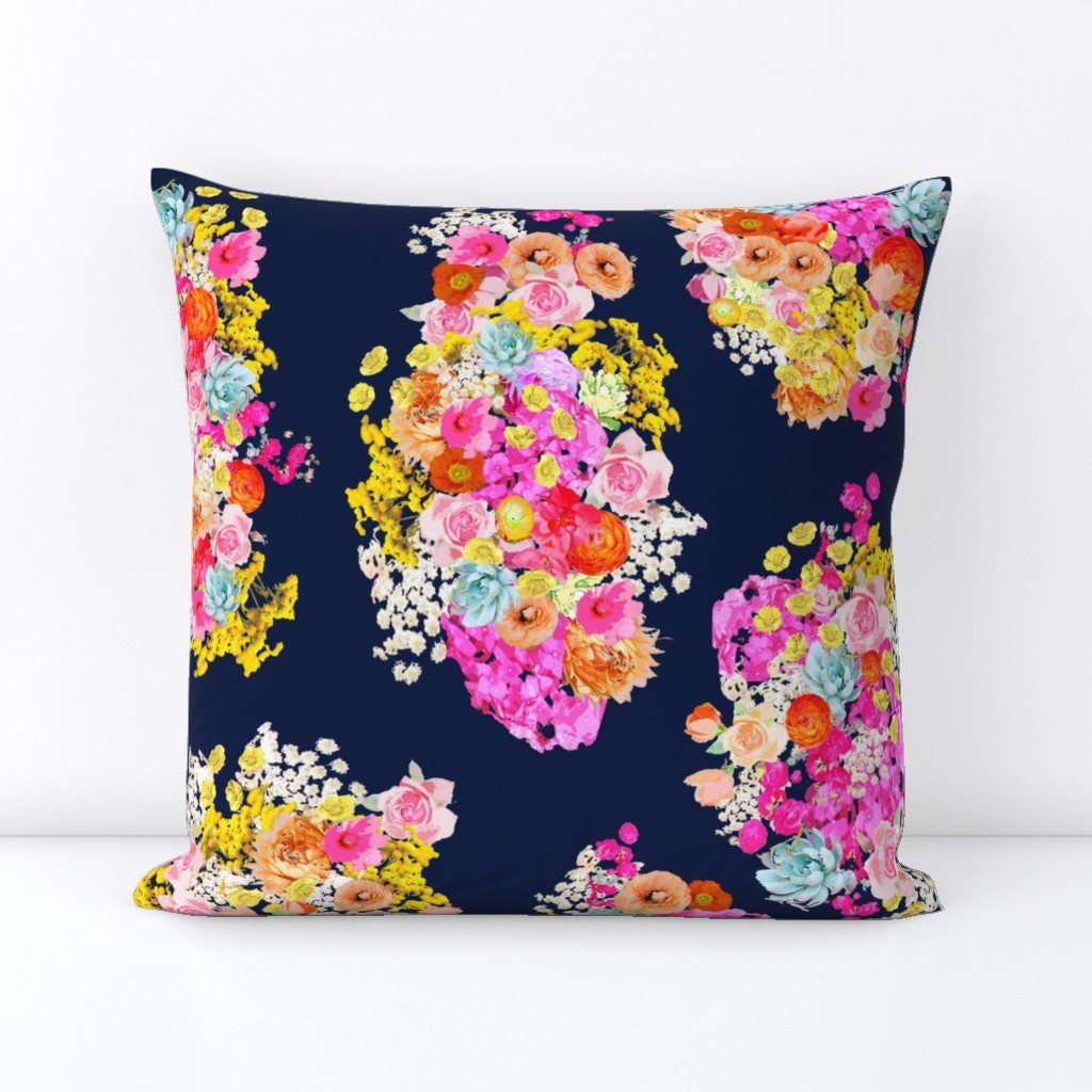 Summer Bright Floral Cluster // Navy 