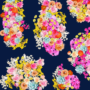 Summer Bright Floral Cluster // Navy 