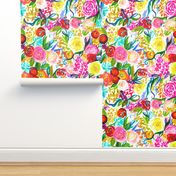 Neon Summer Floral (Extra Large Size 54" Repeat) 