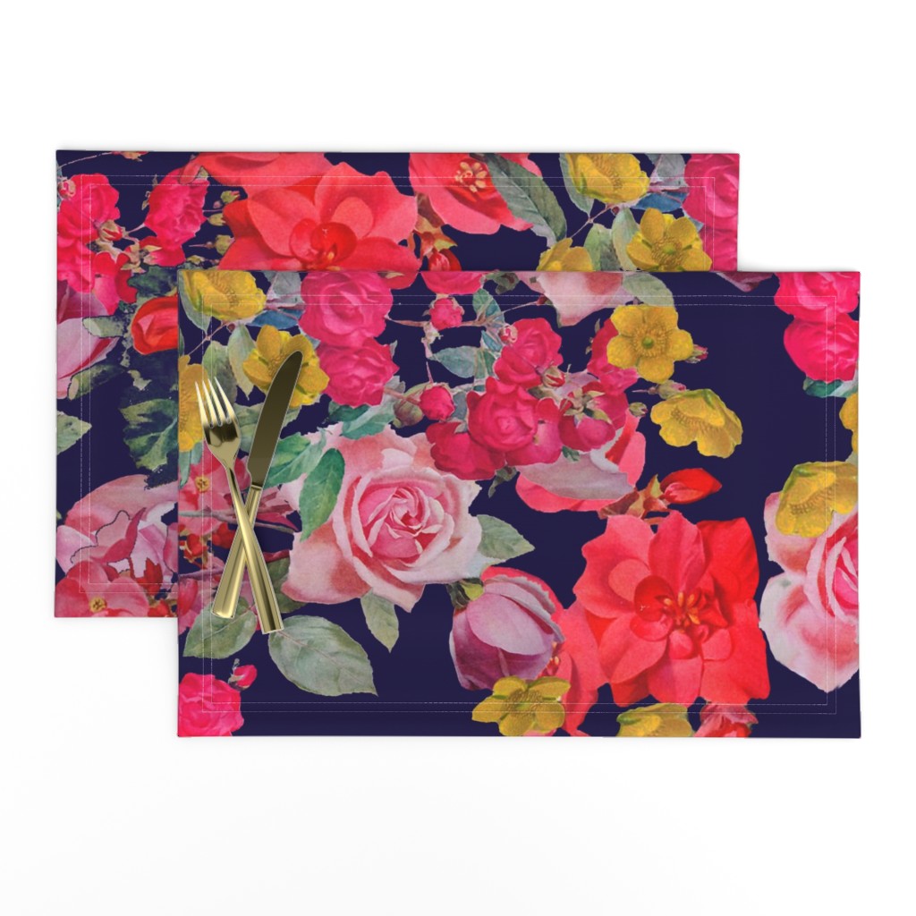 Antique Floral LARGE print // NAVY