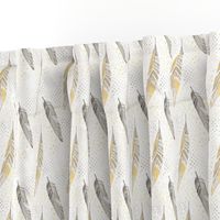 Watercolor Feathers in Gold and Grey