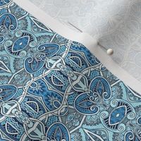 Blue Scallop Paisley Lace