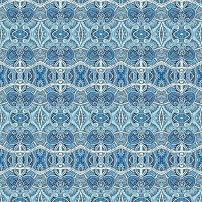 Blue Scallop Paisley Lace