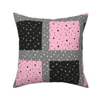 Grey and Pink Stars Patchwork Cheater Quilt