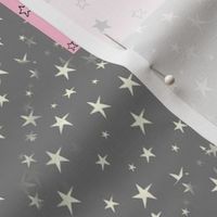 Grey and Pink Stars Patchwork Cheater Quilt