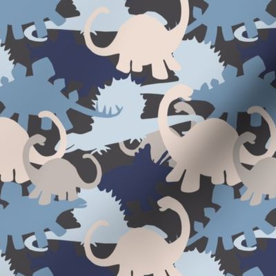 Tiny Dinosaur Camouflage in Blues & Grays