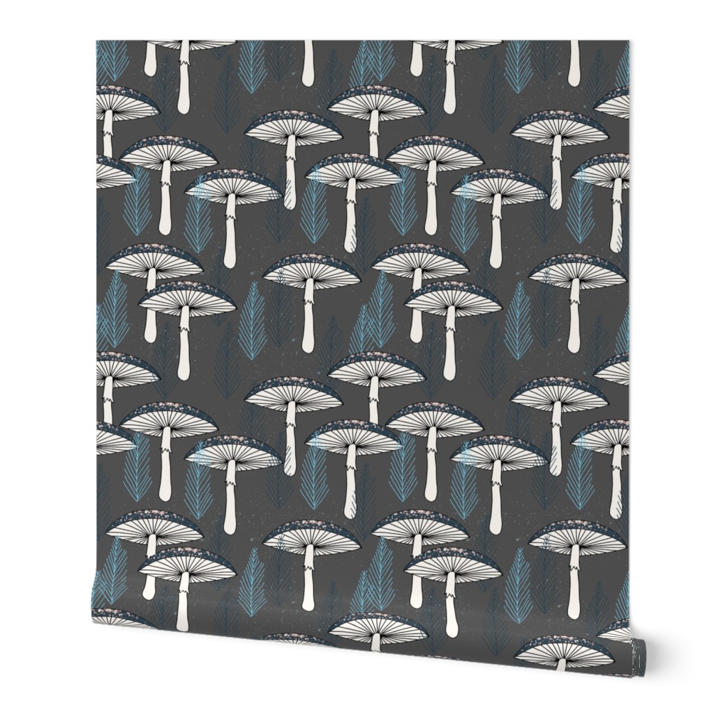 Fungus Forest -- Charcoal/Soft Blue/Navy