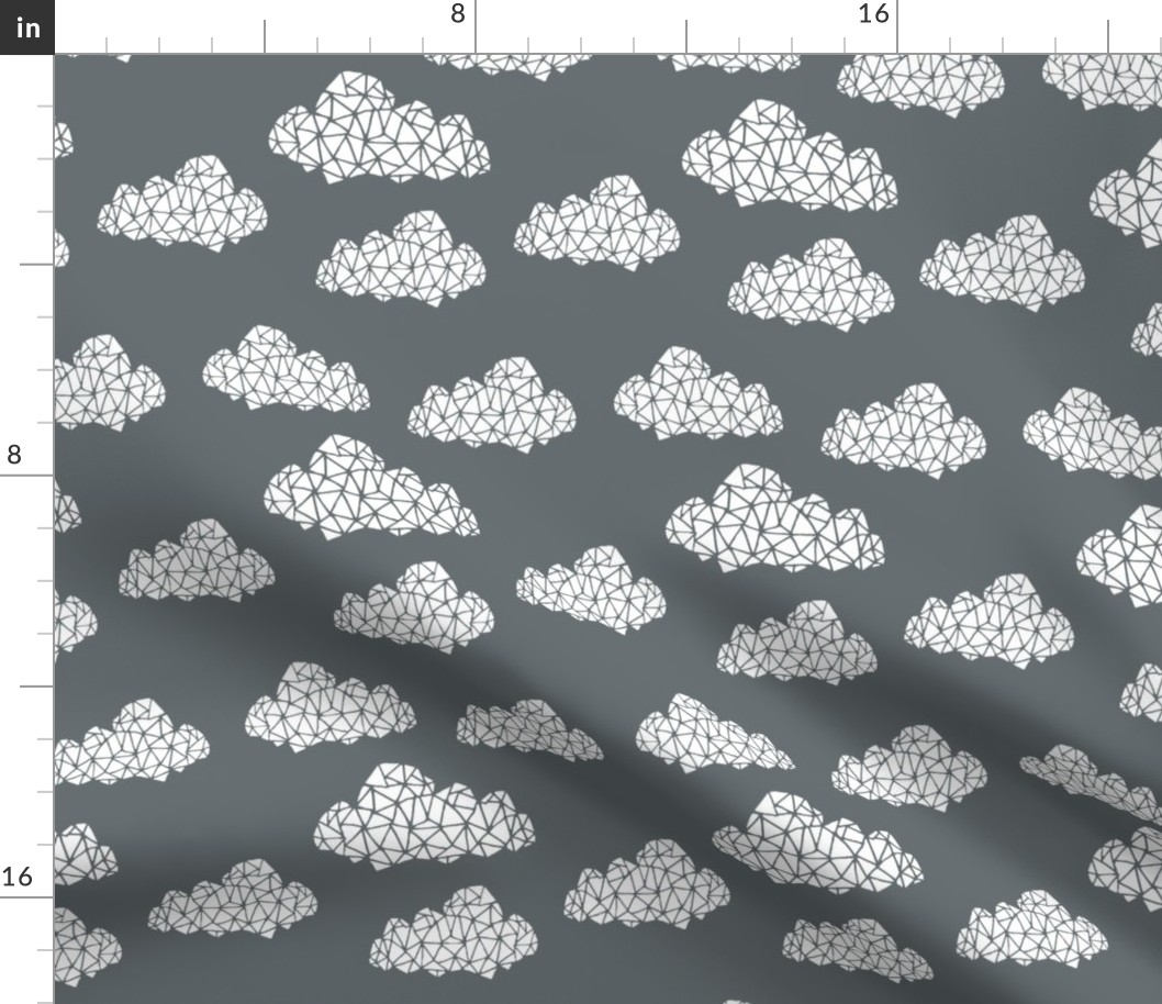 geo clouds // cloud design in geometrics on grey charcoal 