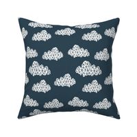 geo clouds // geometric cloud design on dark gray blue for boys and gender neutral nursery