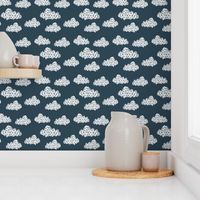 geo clouds // geometric cloud design on dark gray blue for boys and gender neutral nursery