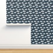 geo clouds // geometric cloud design on dark gray blue for boys and gender neutral nursery