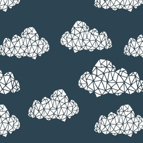 geo clouds // geometric cloud design on dark gray blue for boys and gender neutral nursery