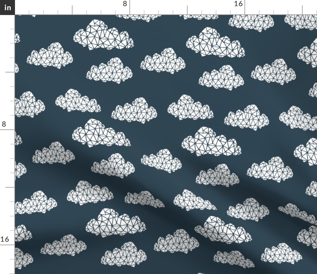 geo clouds // geometric cloud design on dark gray blue for boys and gender neutral nursery