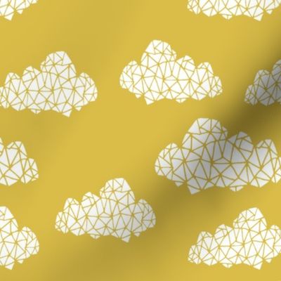 geo clouds // mustard yellow gender neutral geo hand-drawn cloud design for nursery and baby textiles and nursery decor