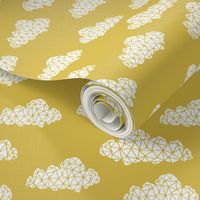 geo clouds // mustard yellow gender neutral geo hand-drawn cloud design for nursery and baby textiles and nursery decor