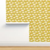 geo clouds // mustard yellow gender neutral geo hand-drawn cloud design for nursery and baby textiles and nursery decor