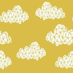 geo clouds // mustard yellow gender neutral geo hand-drawn cloud design for nursery and baby textiles and nursery decor