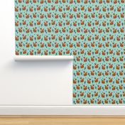 fox // trendy triangles fox aqua turquoise blue fox print for kids fabric by andrea lauren