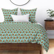 fox // trendy triangles fox aqua turquoise blue fox print for kids fabric by andrea lauren