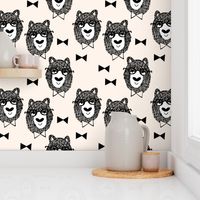 bowtie bear // cream bowtie bear fabric nursery design andrea lauren fabrics 