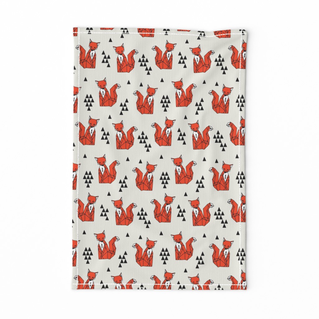 fox // red triangle kids autumn trendy geo geometric fox fabric by andrea lauren