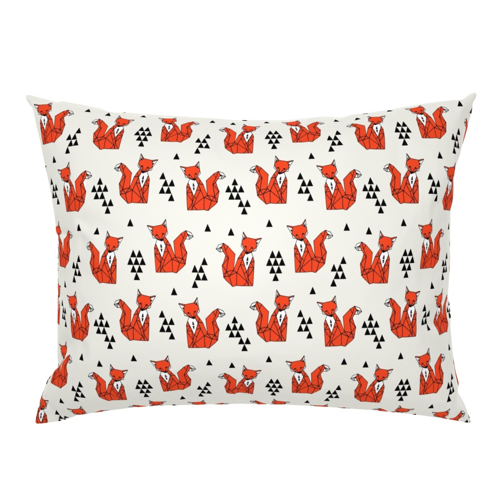 fox // red triangle kids autumn trendy geo geometric fox fabric by andrea lauren