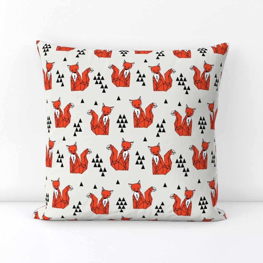 fox // red triangle kids autumn trendy geo geometric fox fabric by andrea lauren