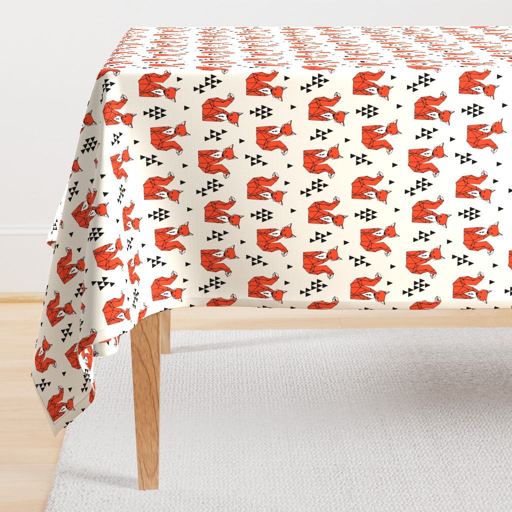 fox // red triangle kids autumn trendy geo geometric fox fabric by andrea lauren