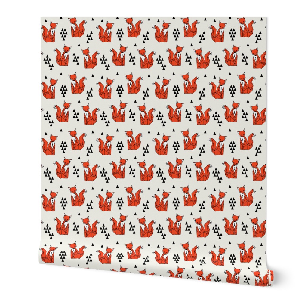 fox // red triangle kids autumn trendy geo geometric fox fabric by andrea lauren