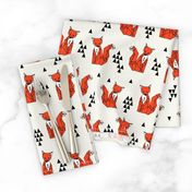 fox // red triangle kids autumn trendy geo geometric fox fabric by andrea lauren