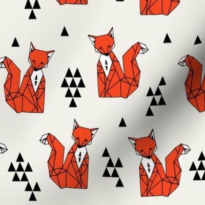 fox // red triangle kids autumn trendy geo geometric fox fabric by andrea lauren