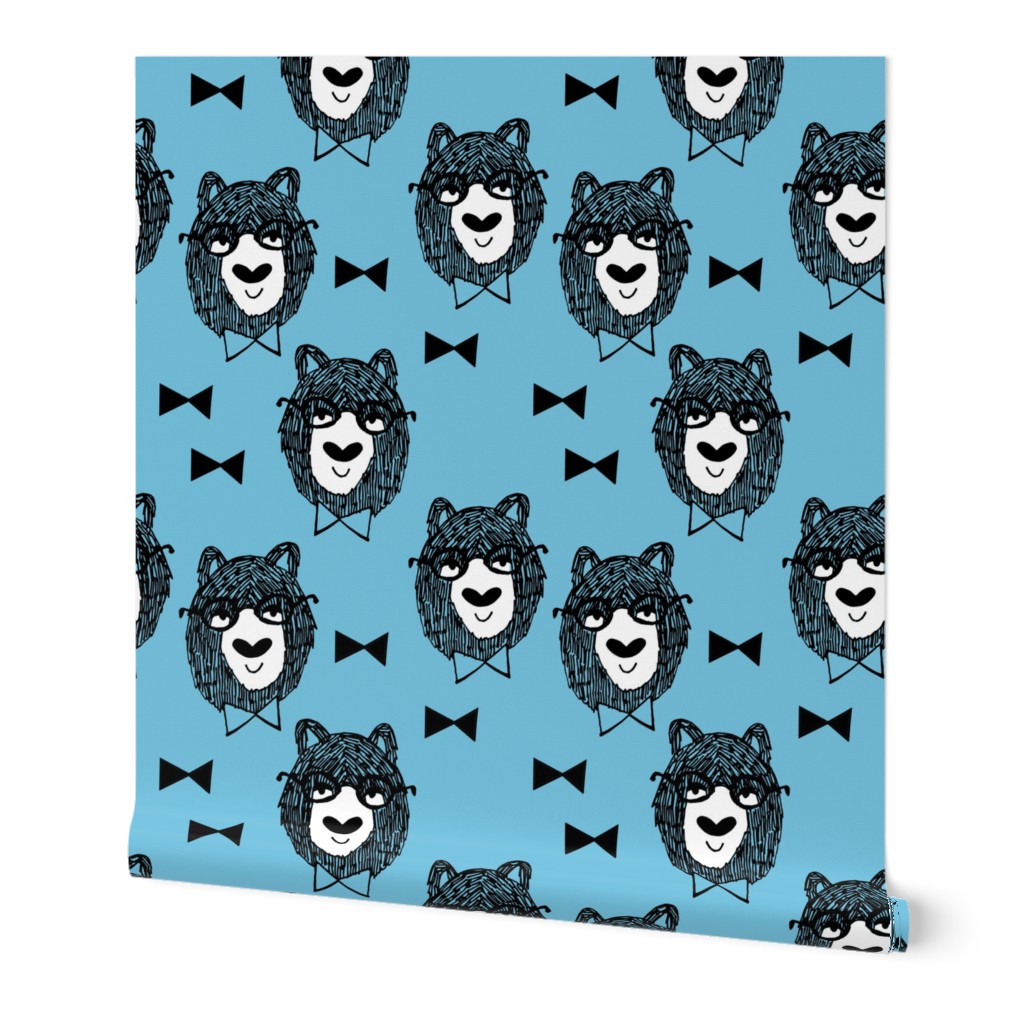 bowtie bear // blue nursery fabric bears fabric andrea lauren design