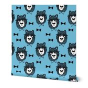 bowtie bear // blue nursery fabric bears fabric andrea lauren design