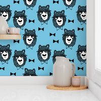 bowtie bear // blue nursery fabric bears fabric andrea lauren design